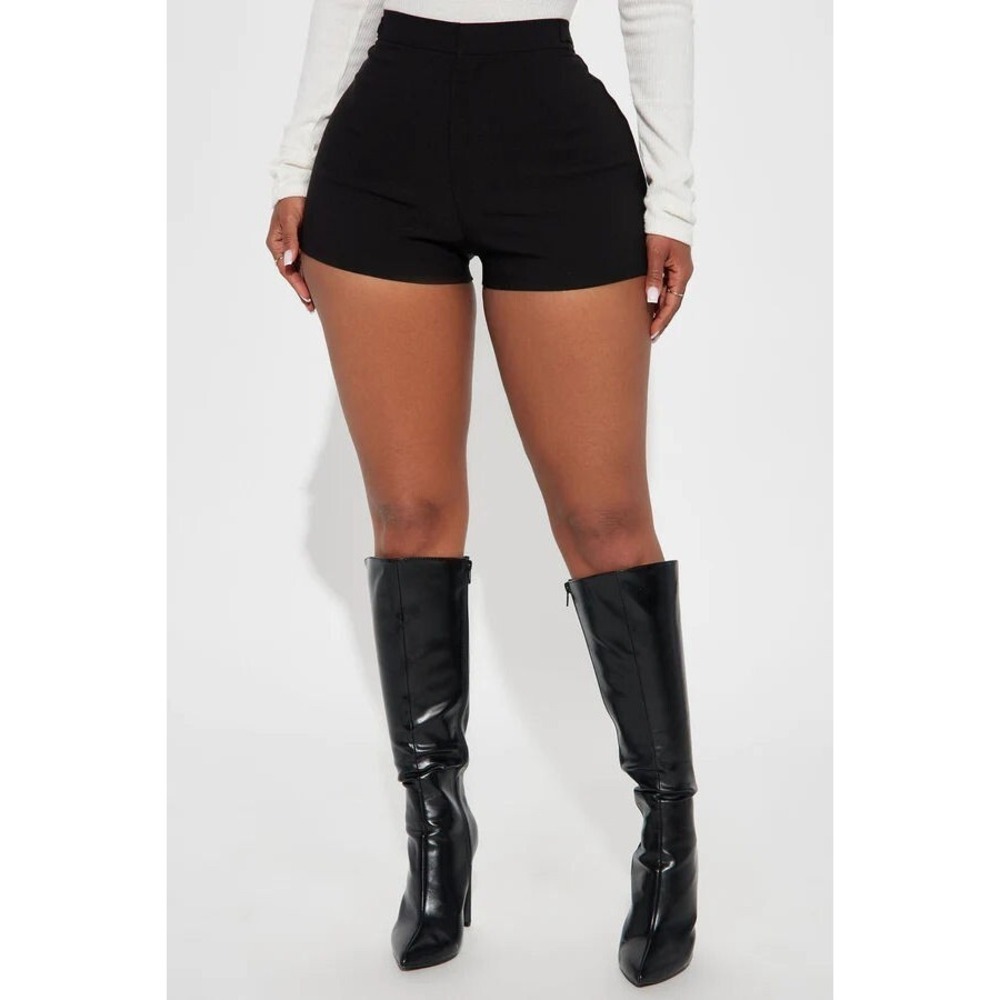 Fashion Nova Taking Opportunities Trouser Shorts - Black - Size Large (11/13)